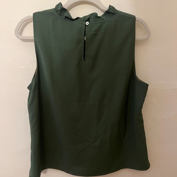 J Crew Ruffleneck Tank Top - M - Green - Picture 3 of 4